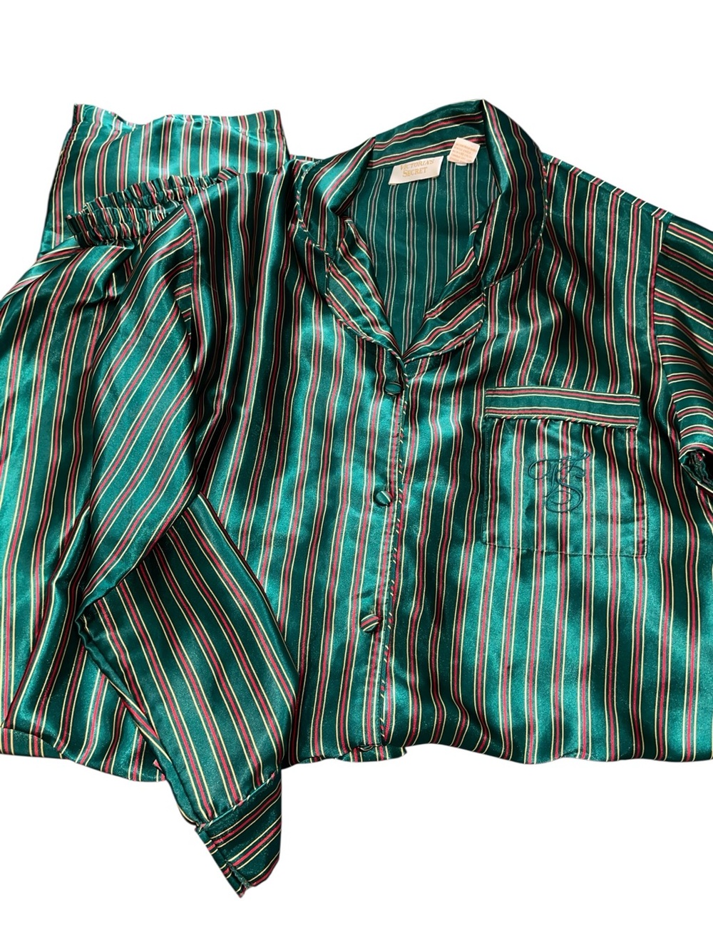 Vintage Victoria's Secret Satin Striped Pajama Set